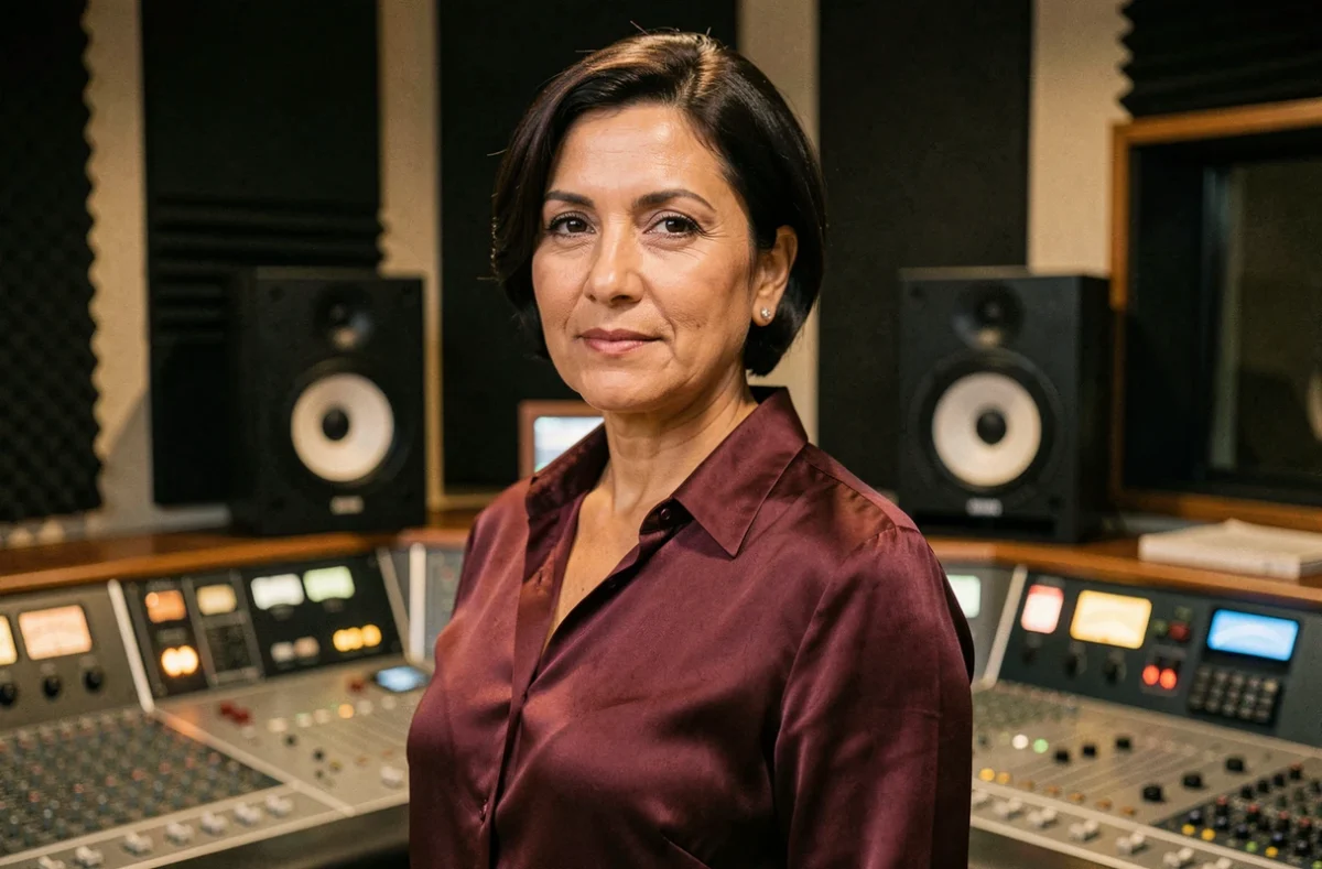 Chanteuse de R&B française en studio d'enregistrement, évoquant l'univers musical d'Aaâm et la redécouverte de sa discographie