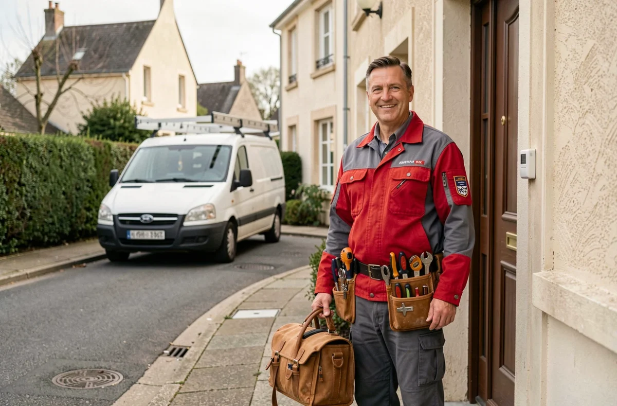 Électricien polyvalent Depannage Multi Services arrivant chez un client avec son matériel en Haute-Vienne