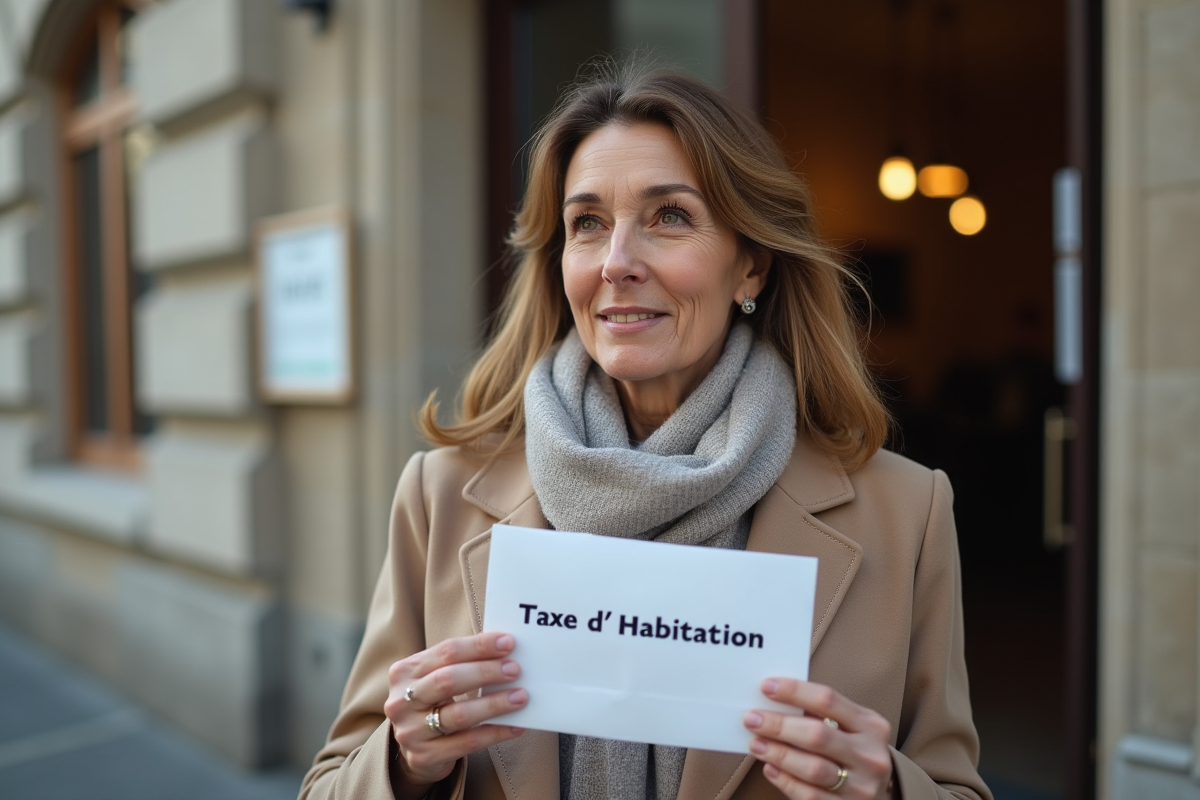 Femme reliee devant un bureau municipal français