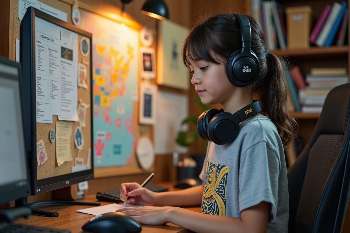 Fille vérifiant sa liste d