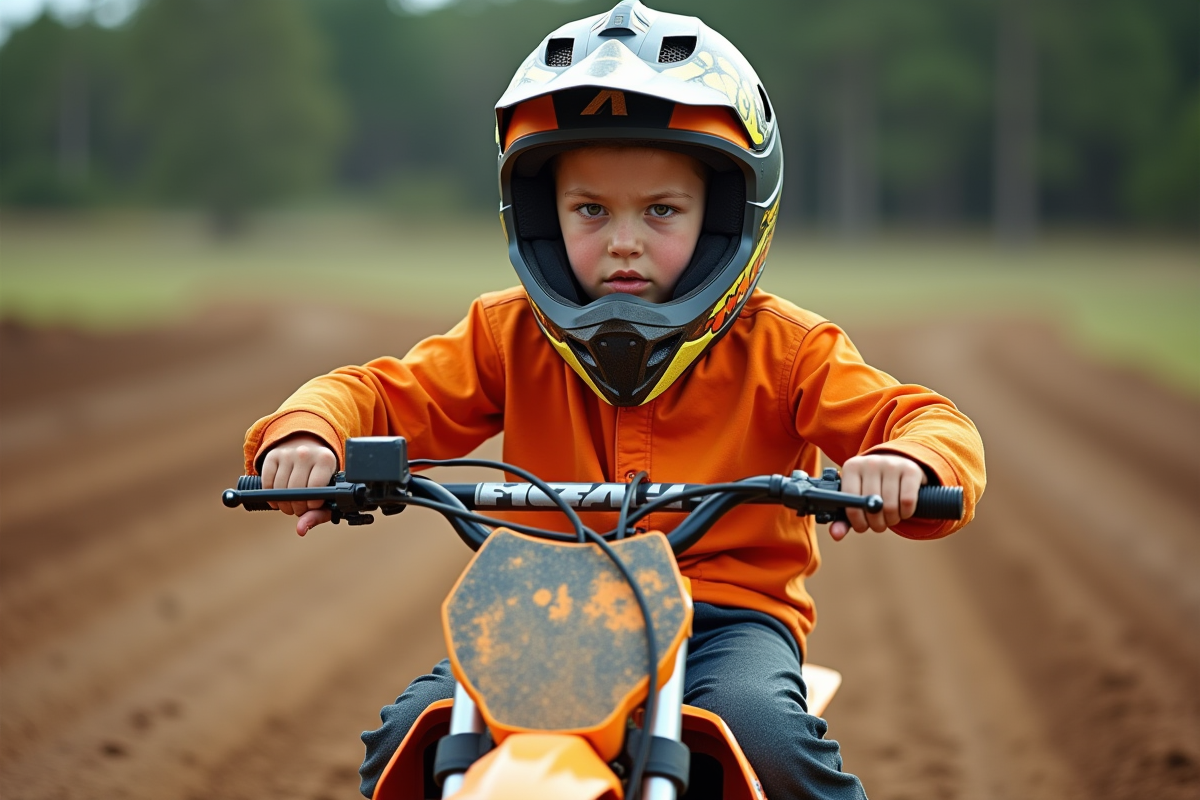 Garçon de 12 ans en motocross prêt à partir