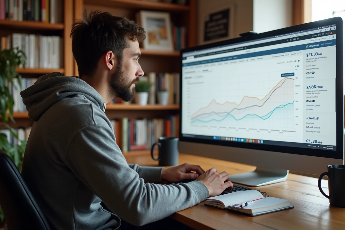 Homme comparant les prix high-tech sur un ordinateur en vue du Black Friday novembre 2026