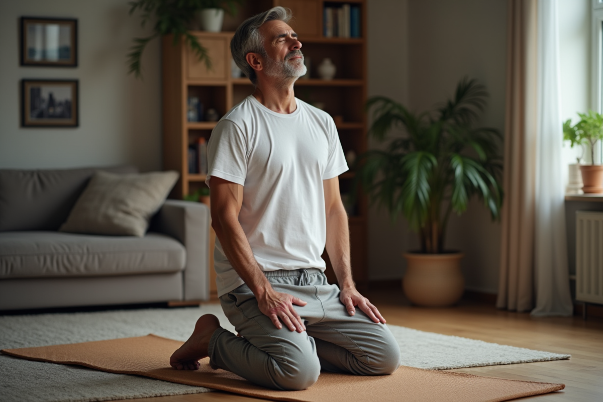 Homme en position de l