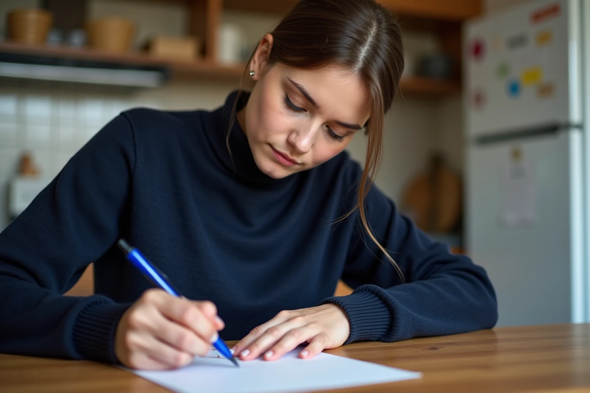 Jeune femme en train d'envoyer une lettre à la maison