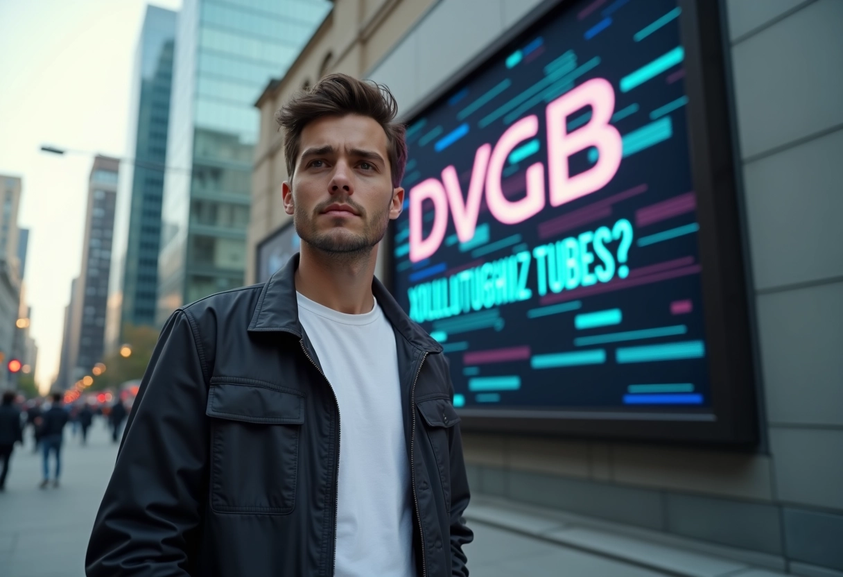 Jeune homme regardant un panneau d