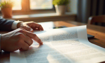Lecture d'un document juridique français au bureau