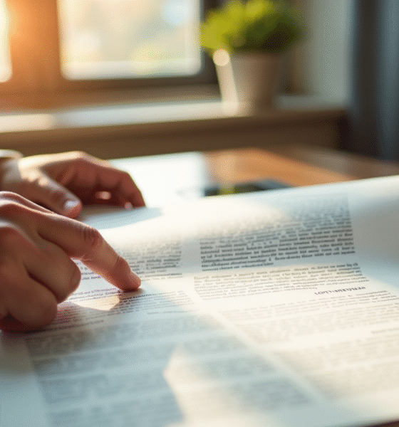 Lecture d'un document juridique français au bureau