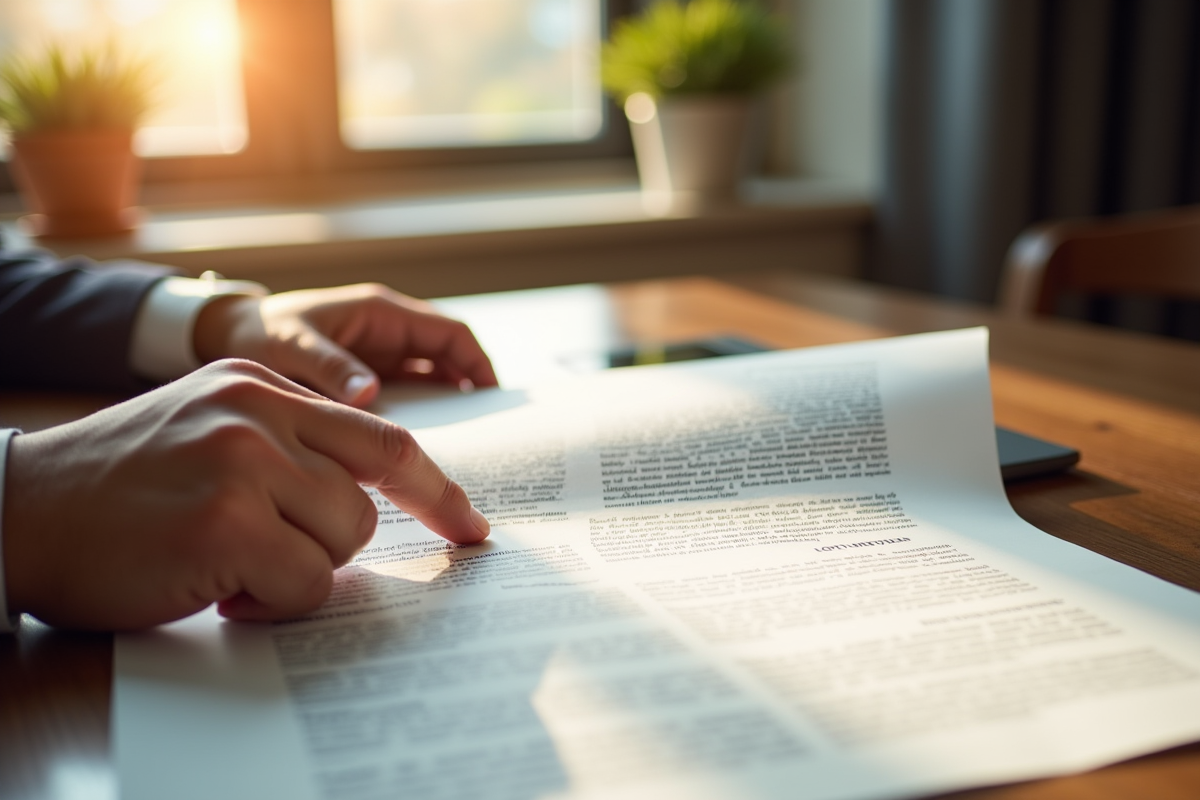 Lecture d'un document juridique français au bureau