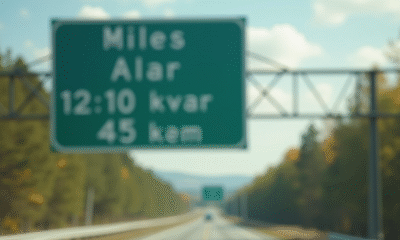 Panneau indicateur distances miles et kilometres