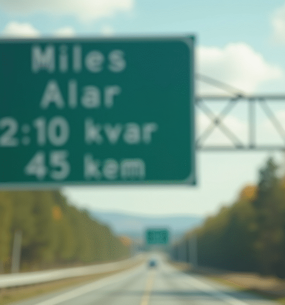 Panneau indicateur distances miles et kilometres