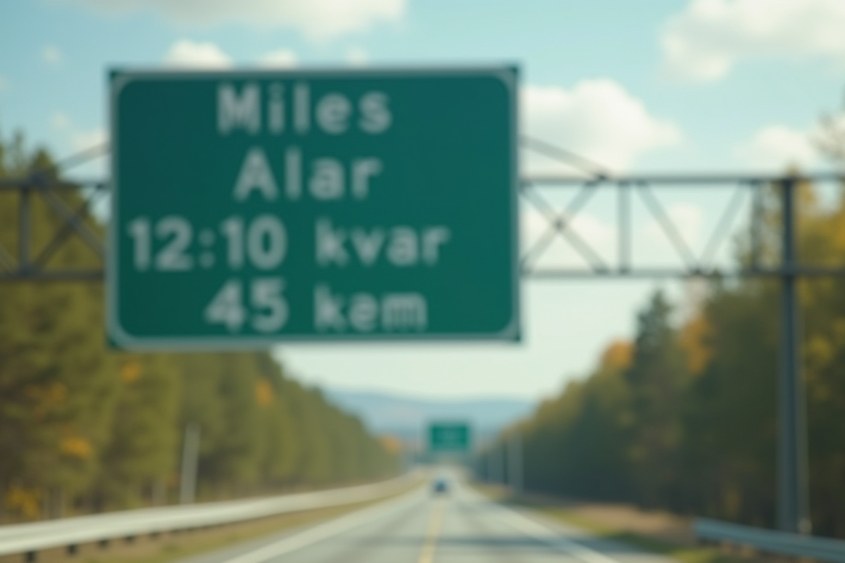 Panneau indicateur distances miles et kilometres